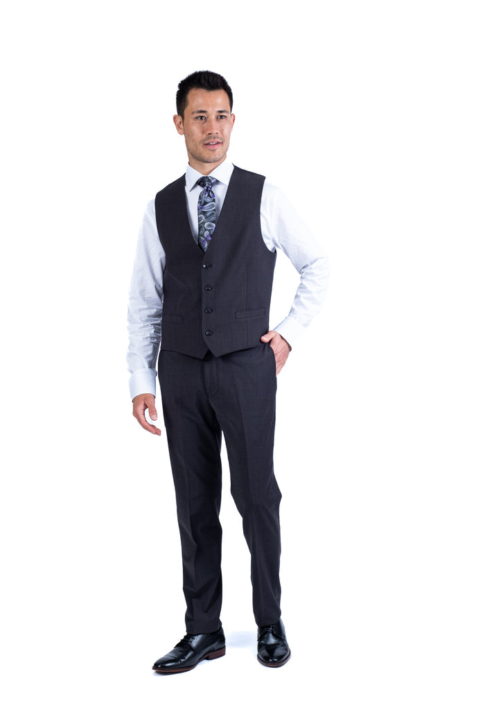 Wool/Stretch Separates Vest - Charcoal