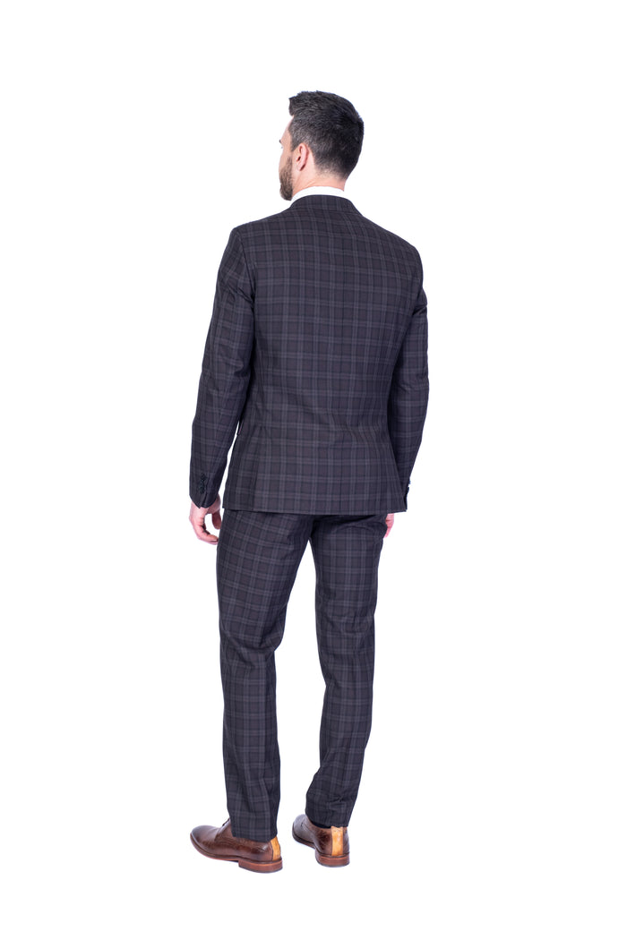 X-Fit Plaid Stretch Suit - Brown